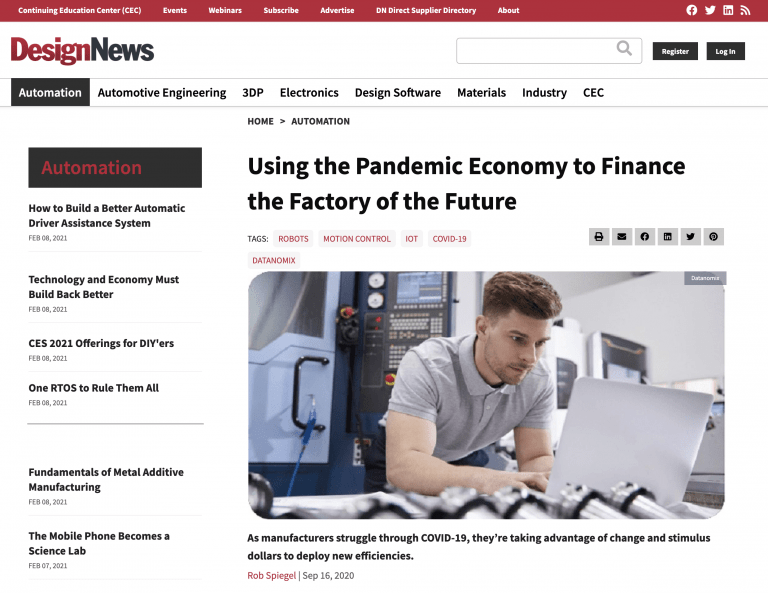Using the Pandemic Economy to Finance the Factory of the Future