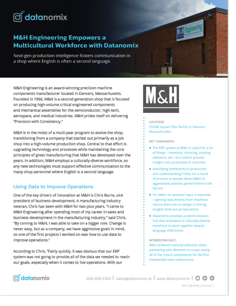 M&H Engineering Empowers a Multicultural Workforce with Datanomix